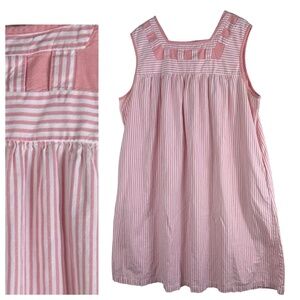 Vtg National Sz 3X 22 24 House Midi Dress Mumu Kaftan Pink Striped Slvlss